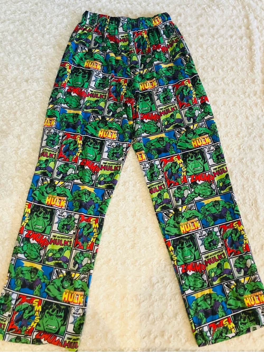 Marvel Kids Green Hulk Comic-Panel Pajama Pants